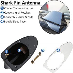 Antenna, Shark Fin Antenna Roof Aerial Base AM FM Radio Signal - Black